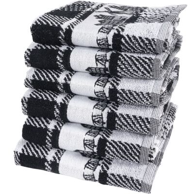 Skyline Black - Kitchen towel set - 6 pieces - Twentse Damast