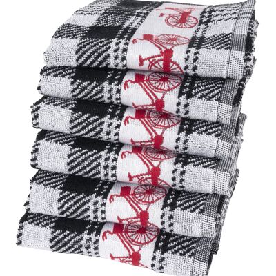 Bicycle Black/Red - Kitchen towel set - 6 pieces - Twentse Damast