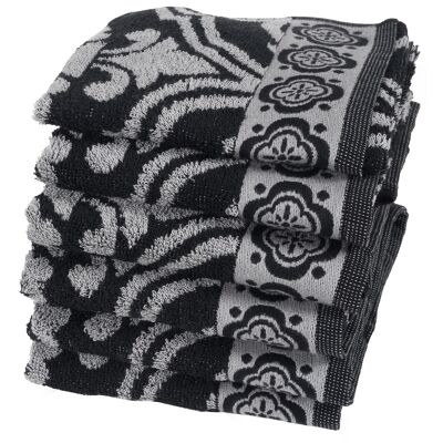 French Lily Black - Kitchen towel set - 6 pieces - Twentse Damast