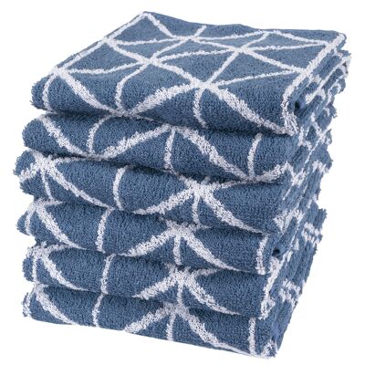 Triangle Blue - Kitchen towel set - 6 pieces - Twentse Damast