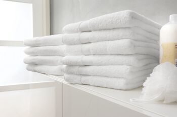 Blanc - 60x110 - Lot de 2 serviettes de bain en coton - Twentse Damask 4