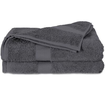 Anthracite - 60x110 - Cotton 2PACK Bath towels - Twentse Damast