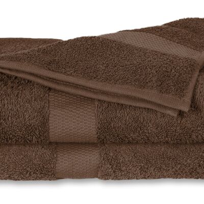 Brown - 60x110 - Cotton 2PACK Bath towels - Twentse Damask