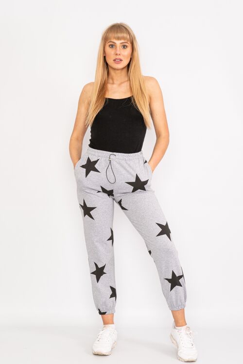 Grey drawstring star design trousers