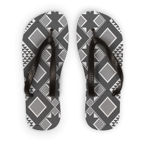Adult Flip Flops Panu di Pinti Black & White - Black Strap