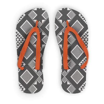 Erwachsene Flip Flops Panu di Pinti Schwarz & Weiß - Orange Riemen