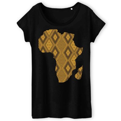 Damen T-Shirt Afrikakarte Schwarz