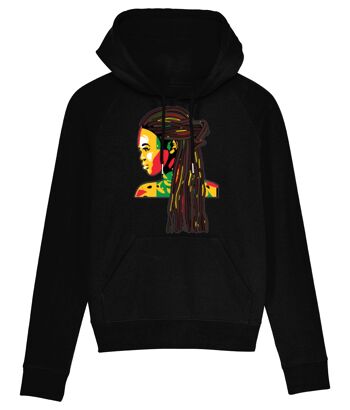 Sweat à capuche bio Dreadlocks - Noir