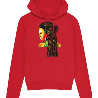 Sweat à capuche bio Dreadlocks - Rouge