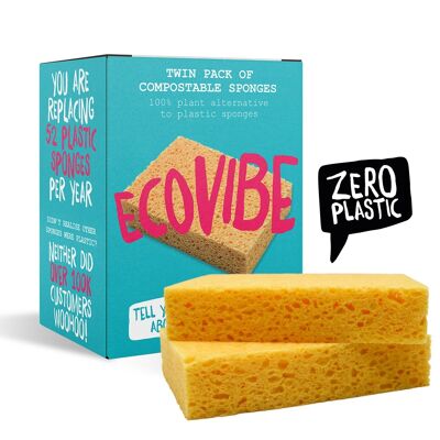 Esponjas de celulosa compostables Reino Unido - Paquete de 2