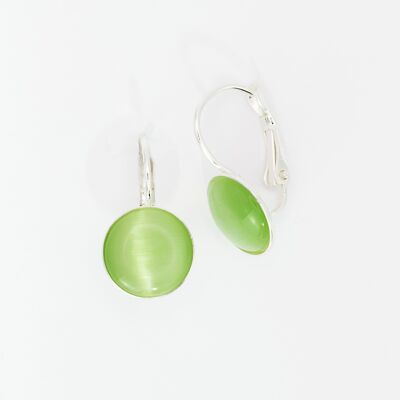 Earrings, silver plated, light green (266.6.S)