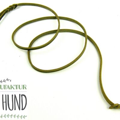 1,2 m mit einem Ring in der Handschlaufe, Leine Leder Fettleder geflochten, Hundeleine - Dunkelbraun - Messing - 6 mm für sehr kleine Hunde