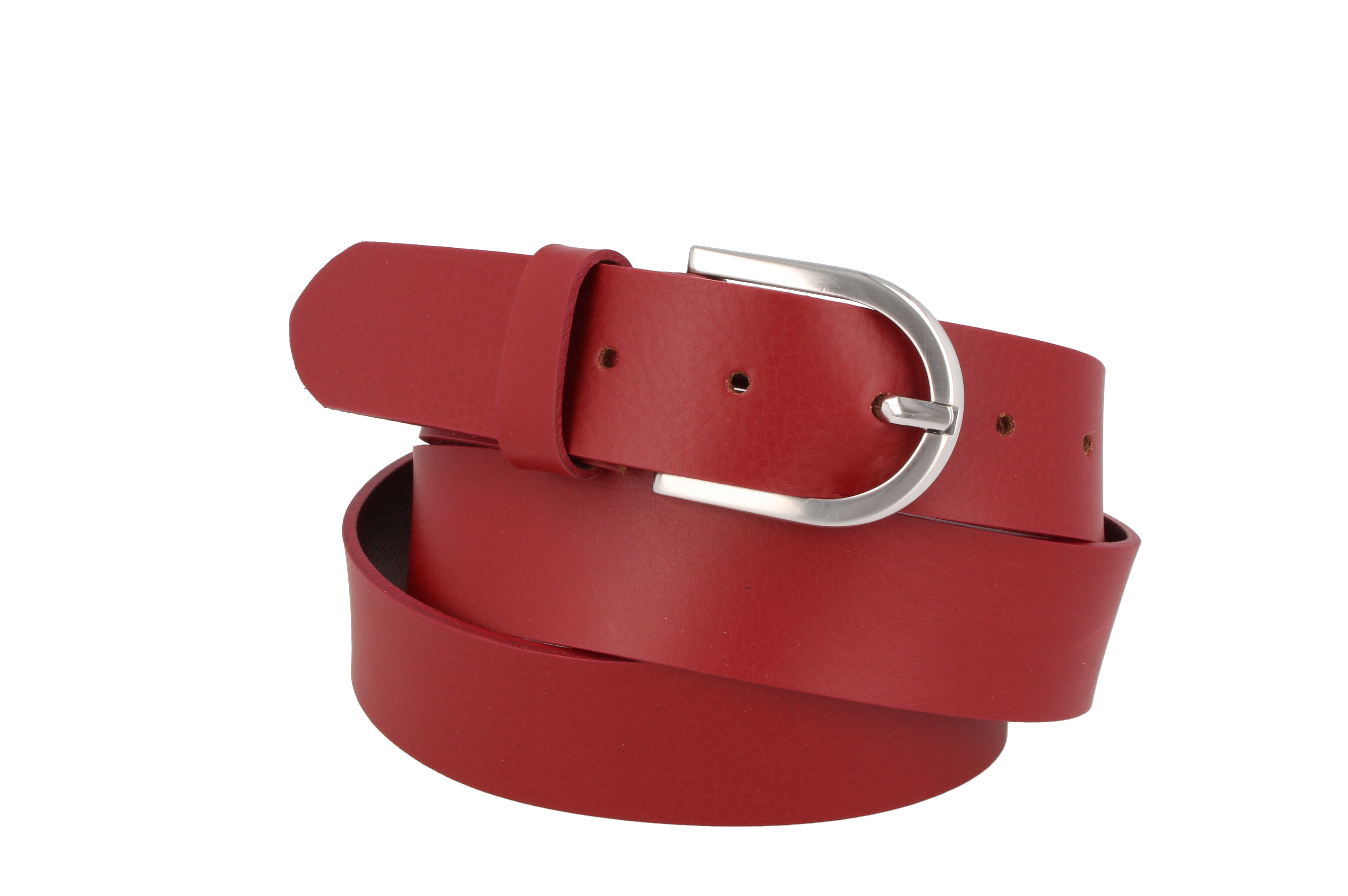 Cintura Da Donna In Pelle Invecchiato Rosso Scuro Basic