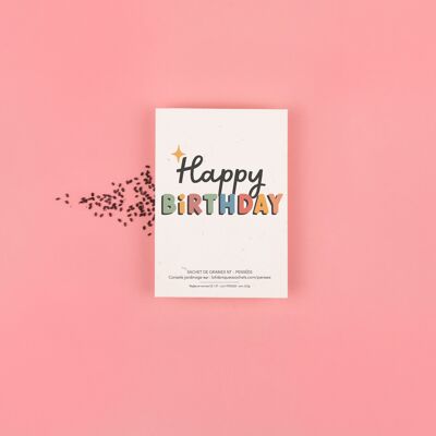 Happy Birthday - Sachet de graines de Pensées