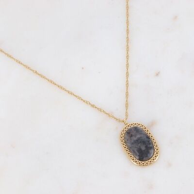 Golden Ambroise necklace with oval Labradorite stone