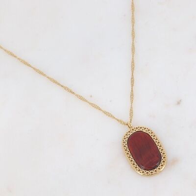 Golden Ambroise necklace with Bull's Eye oval stone