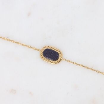 Bracelet Ambroise doré avec pierre ovale de sable bleu 4