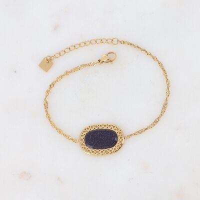 Golden Ambroise bracelet with oval blue sand stone