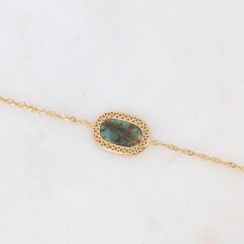 Bracelet Ambroise doré avec pierre ovale Turquoise Africaine 4