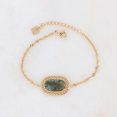 Golden Ambroise bracelet with African Turquoise oval stone