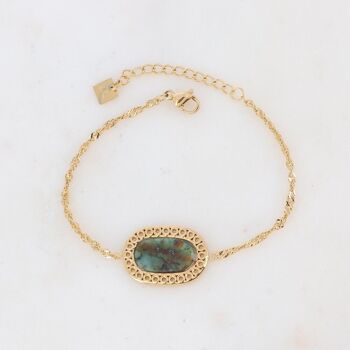 Bracelet Ambroise doré avec pierre ovale Turquoise Africaine 1