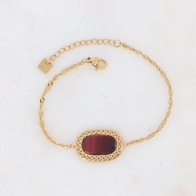 Pulsera Ambroise dorado con piedra ovalada Bull's Eye