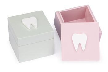 Présentoir boîte à dents menthe et rose
