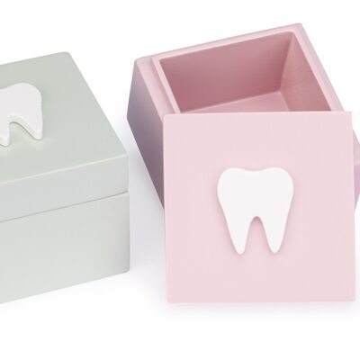 Présentoir boîte à dents menthe et rose