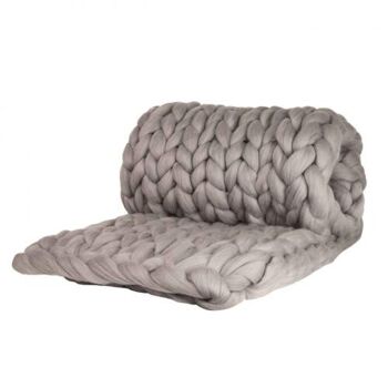 Couverture en laine Cosima Chunky Knit small 80x130cm, gris clair 3