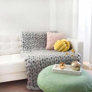 Couverture en laine Cosima Chunky Knit small 80x130cm, gris clair 5