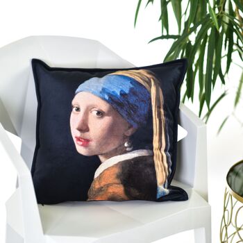 TAIE D'OREILLER JOHANNES VERMEER "FILLE A LA BOUCLE D'OREILLE EN PERLE" 2