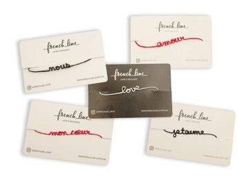 Collection "Amour" - Femme - Pack de 25(5 messages différents par 5)Bracelet Ligne à message (Saint-Valentin) 5