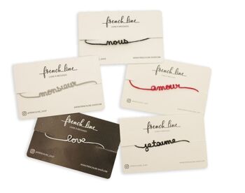 Collection "Amour" - Homme - Pack de 25(5 messages différents par 5)Bracelet Ligne à message (Saint- Valentin) 6