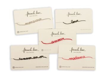 Collection "Mariage" - Homme / Femme - Pack de 50
(10 messages différents par 5)
Bracelet Ligne à message 4