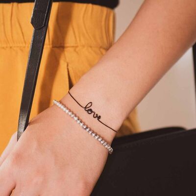 Damen - Love - Schwarz - Ligne-Armband mit Botschaft