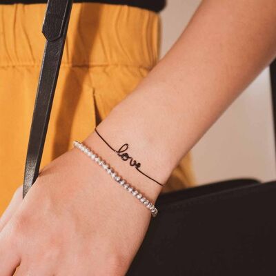 Damen - Love - Schwarz - Ligne-Armband mit Botschaft