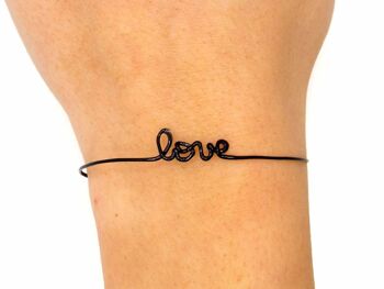 Femme - Love - Noir - Bracelet Ligne à message 3