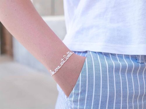 Femme - La vie est belle - Blanc - Bracelet Ligne à message