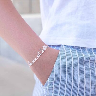 Woman - Life is beautiful - White - Line message bracelet