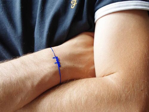 Homme - Papa - Bleu - Bracelet Ligne à message