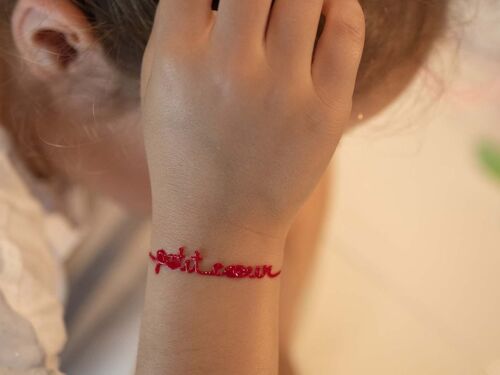 Enfant - Petit coeur - Rouge - Bracelet Ligne à message