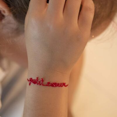 Kind - Kleines Herz - Rot - Armband mit Linienbotschaft