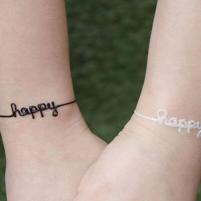 Pré-ado - Happy - Noir - Bracelet Ligne à message