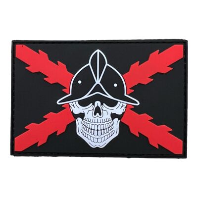 Klettverschluss-PVC-Patch Burgund Cross Flag mit Third Skull