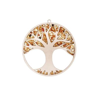 Piatto ricarica e decorativo in albero della vita con betulla e ambra, 11 cm - FLV2