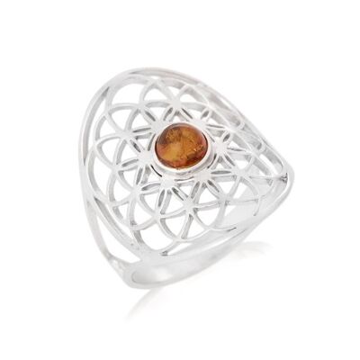 BAGUE ARGENT AMBRE ref: KM016PR