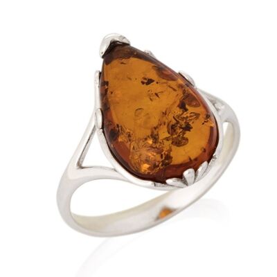 BAGUE ARGENT AMBRE ref: GI-BA037