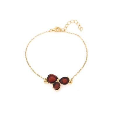 Bracelet avec ambre cognac goutte, en argent doré 925/1000, longueur 17+3 cm - KL14BD