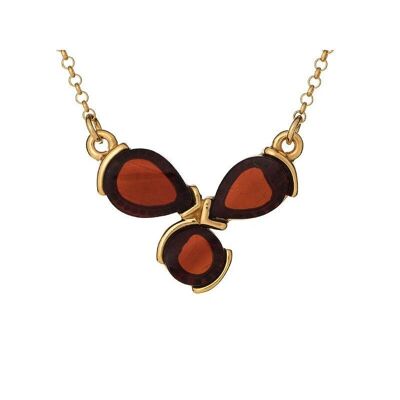 Collana con ambra cognac, in argento dorato 925/1000, lunghezza 40+5 cm - KL14ND