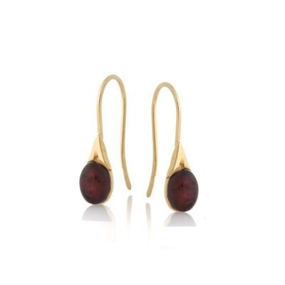 Orecchini con ambra naturale cognac, in argento dorato 925/1000 - KL1047-460ED